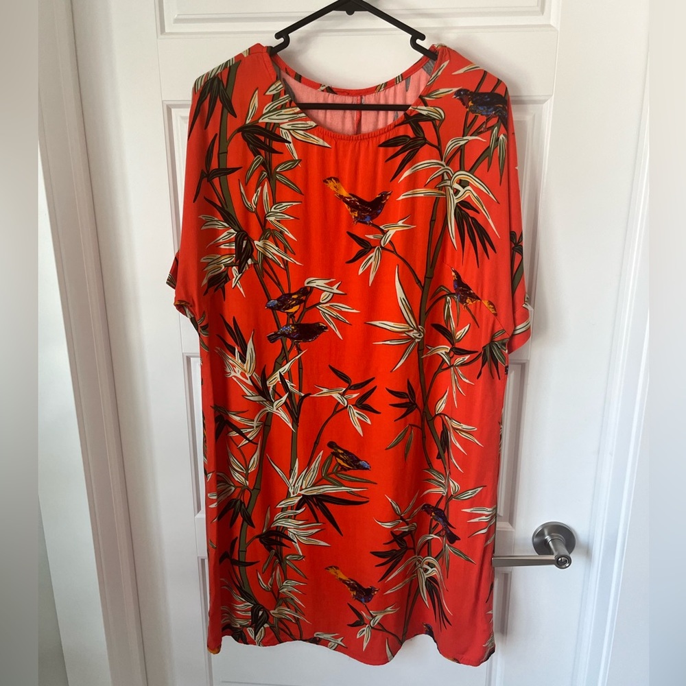 ☀️3 for $40! Chapter One Sportswear Tropical Rayon Shirt Dress